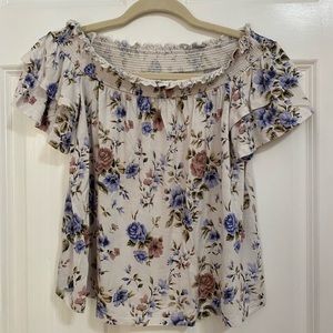 American eagle off the shoulder floral top